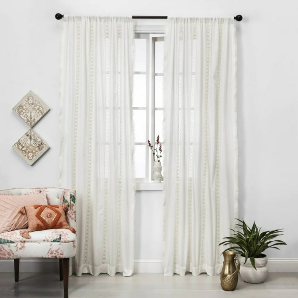 Opalhouse Lace Trim Light Filtering Curtains 84x42in